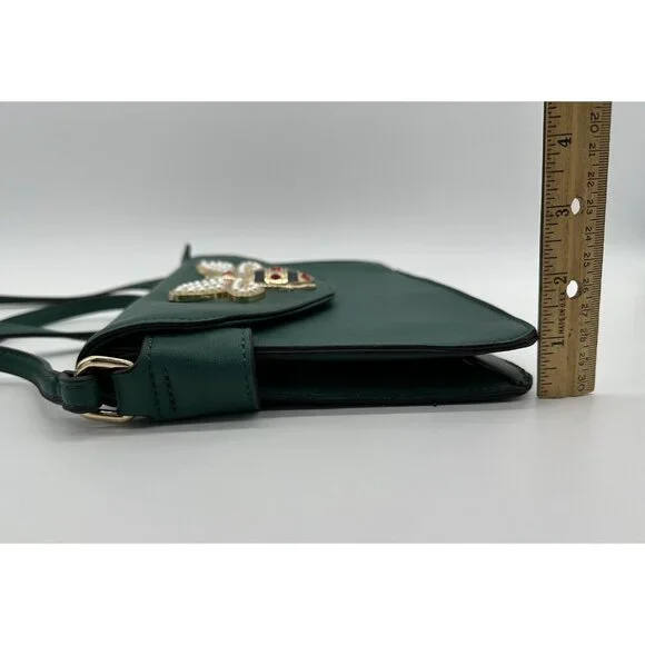 Bumble Bee Purse Shoulder Bag Green Queen Embellished Faux Pearl Rhinestone - Picture 12 of 12